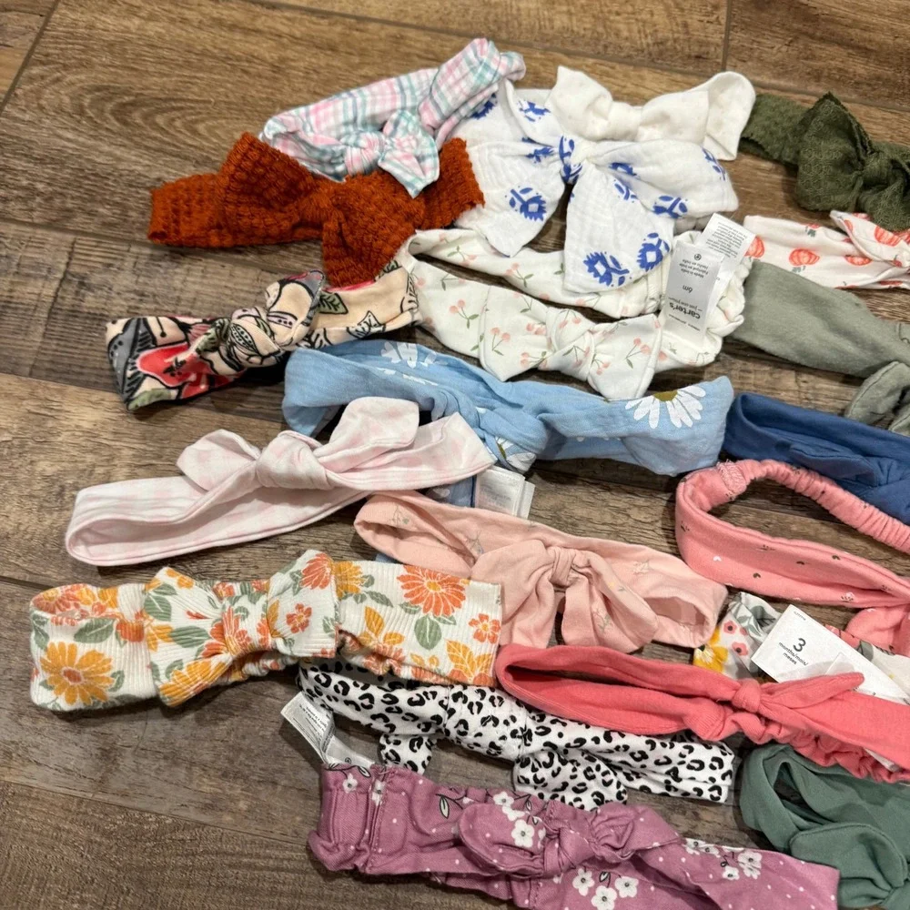Baby Girl Headbands Lot Assorted Prints Bows Knot‎ Stretch Fabric Soft Cute